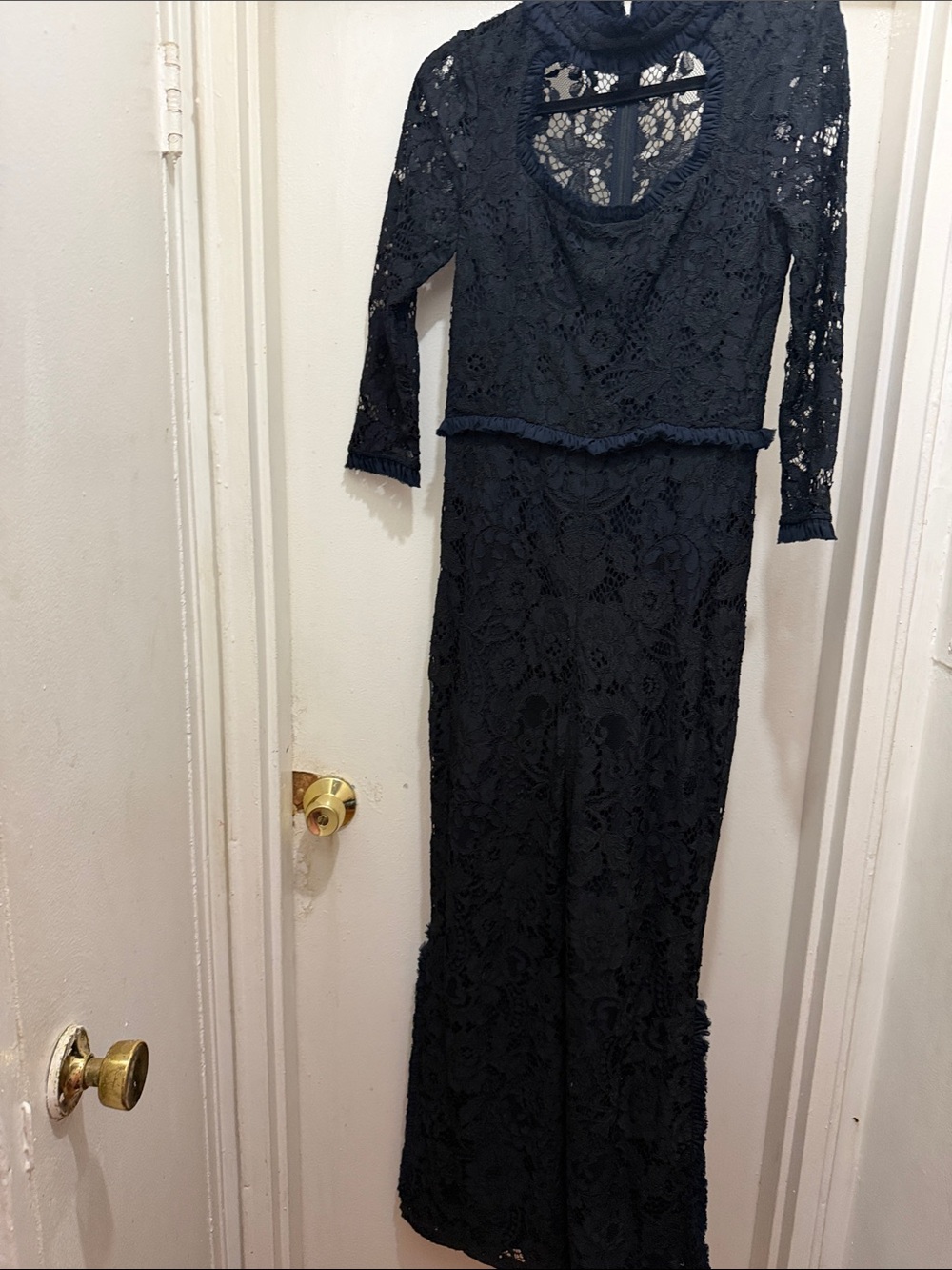 Alexis Black Lace Jumpsuit with Three-Quarter Sleeves